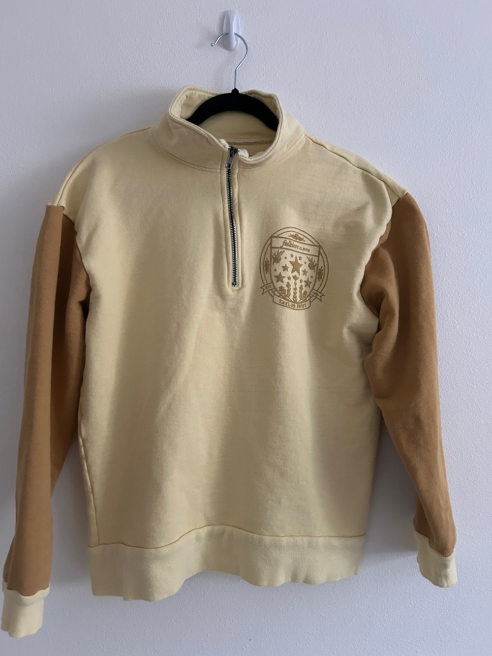 Taylor Swift Authentic Folklore Quarter Zip Sweatshirt Yellow Medium